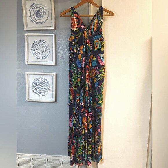 Johnny Was Eva Printed Farout Vibrant Womens Floral Maxi Scarf Dress Size S NWT - Picture 2 of 7
